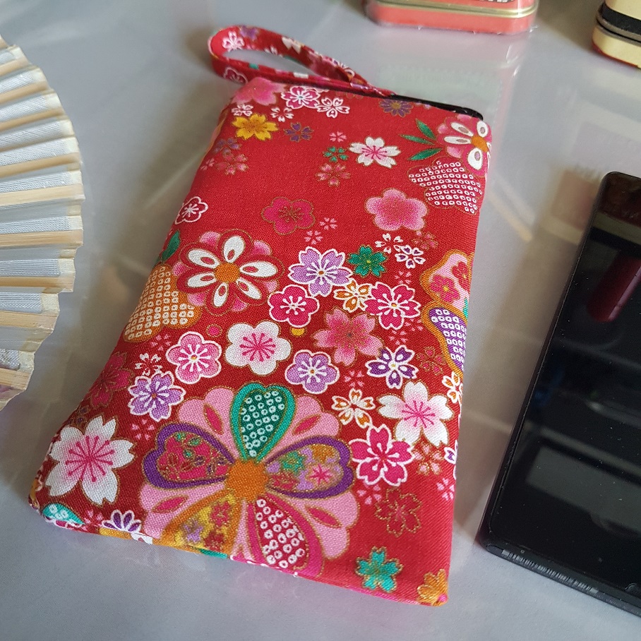 Etui smartphone sur mesure - fermeture zippée - Miya rouge multicolore